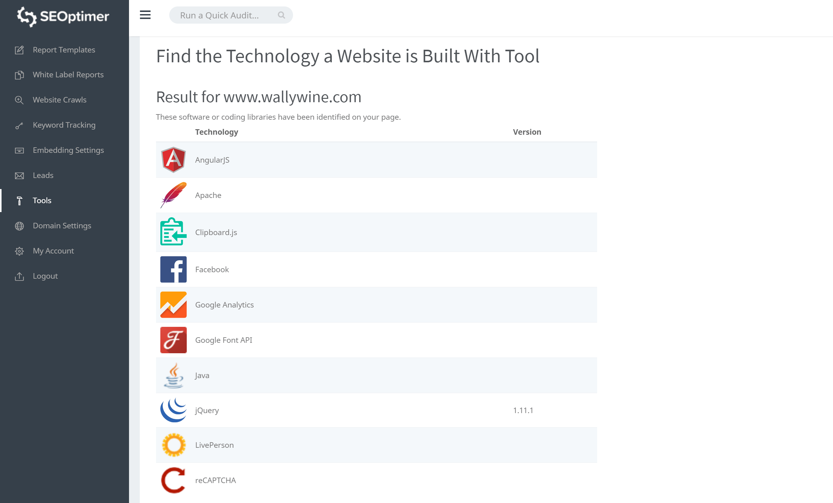 Znajdź technologię, z której zbudowana jest strona internetowa